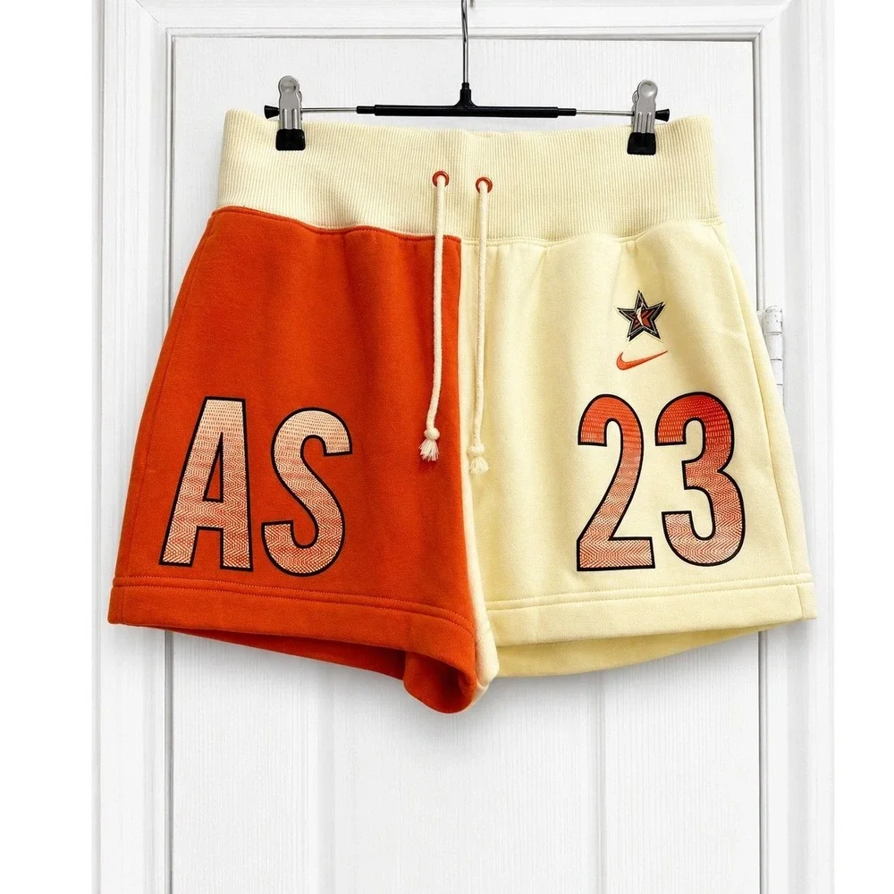 Nike WNBA All-Star Game 2023 Fleece Shorts Split Color Orange Cream Small